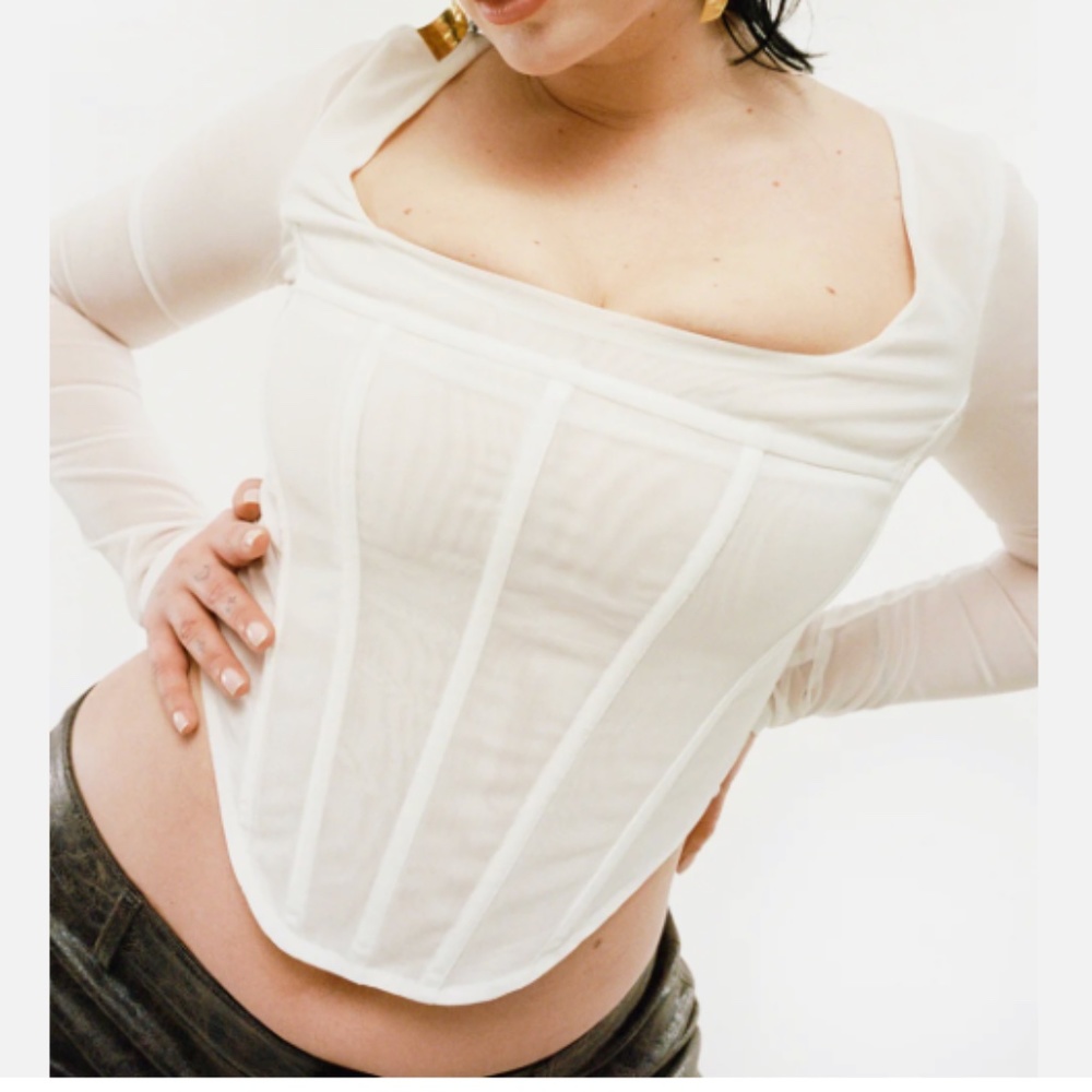 Miaou white long sleeve corset size XL